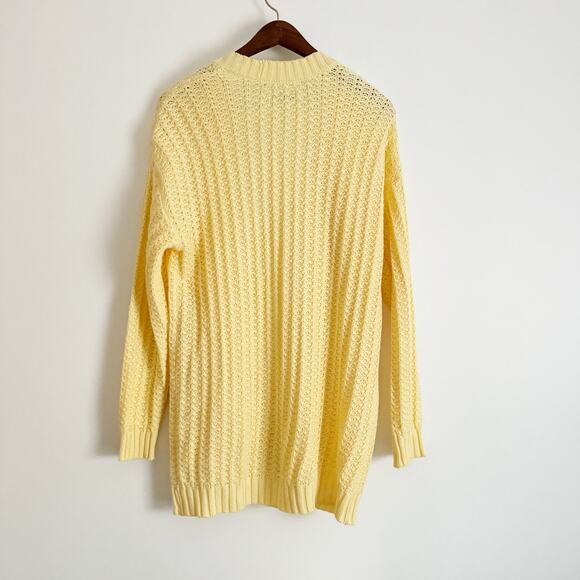AMERICAN EAGLE Open Knit Crochet Cardigan Sweater Butter Yellow Small S - Picture 6 of 9